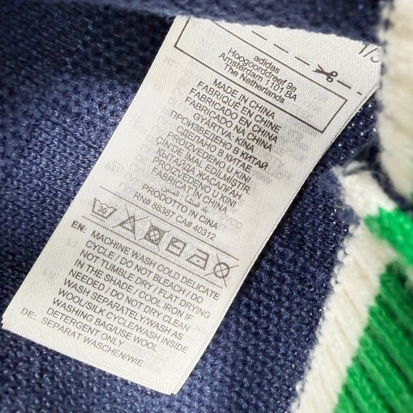 Adidas V Neck Sweater Golf Club Size M Mens Indigo/Green Preppy Knit JN9736, NWT - Picture 5 of 8
